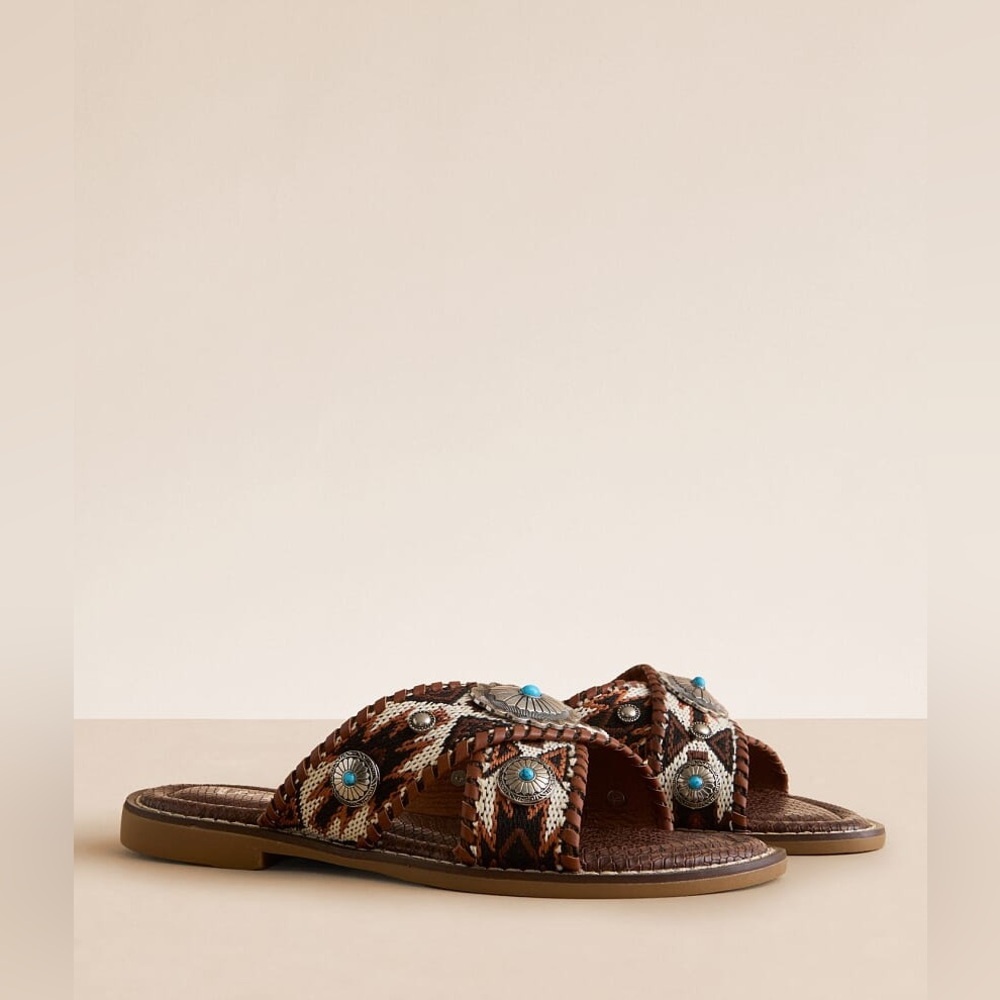 NIB Very G Jungle Boho Festival Western Concho Turquoise Sandals - Picture 7 of 7